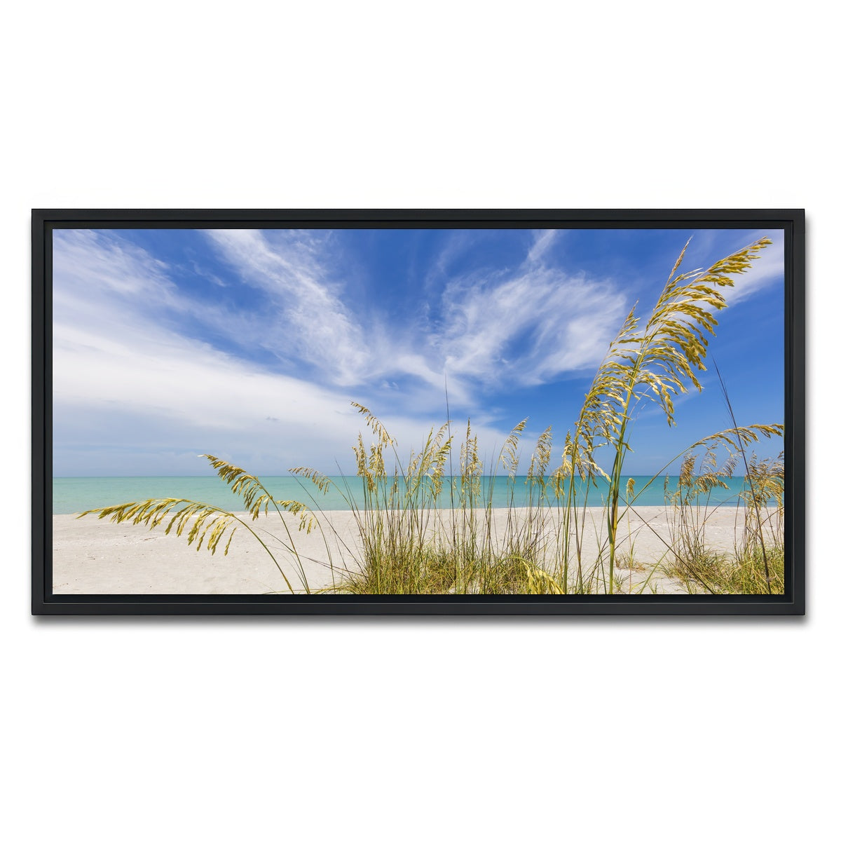 AUTO-MOCKUP WHITE | Heavenly calmness on the beach | 1 Piece | Black Framed Canvas | group=2x1