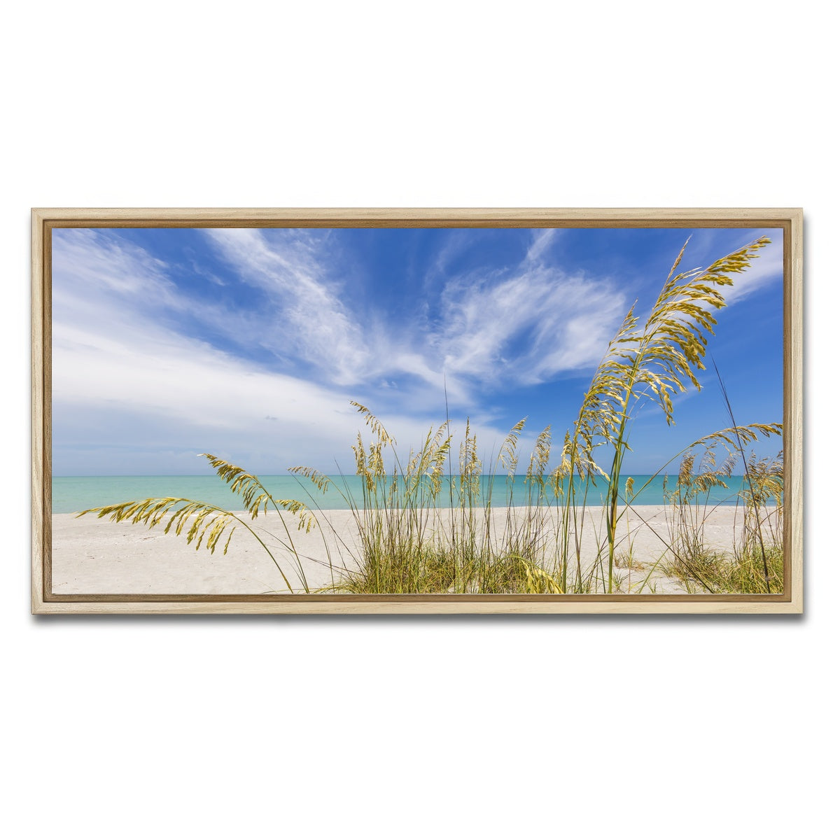 AUTO-MOCKUP WHITE | Heavenly calmness on the beach | 1 Piece | Natural Framed Canvas | group=2x1