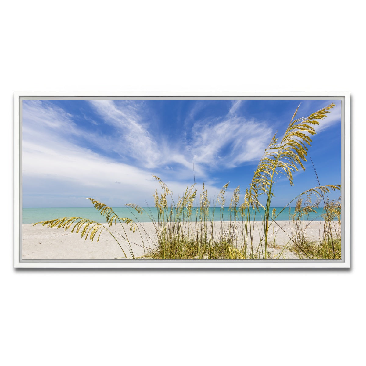 AUTO-MOCKUP WHITE | Heavenly calmness on the beach | 1 Piece | White Framed Canvas | group=2x1