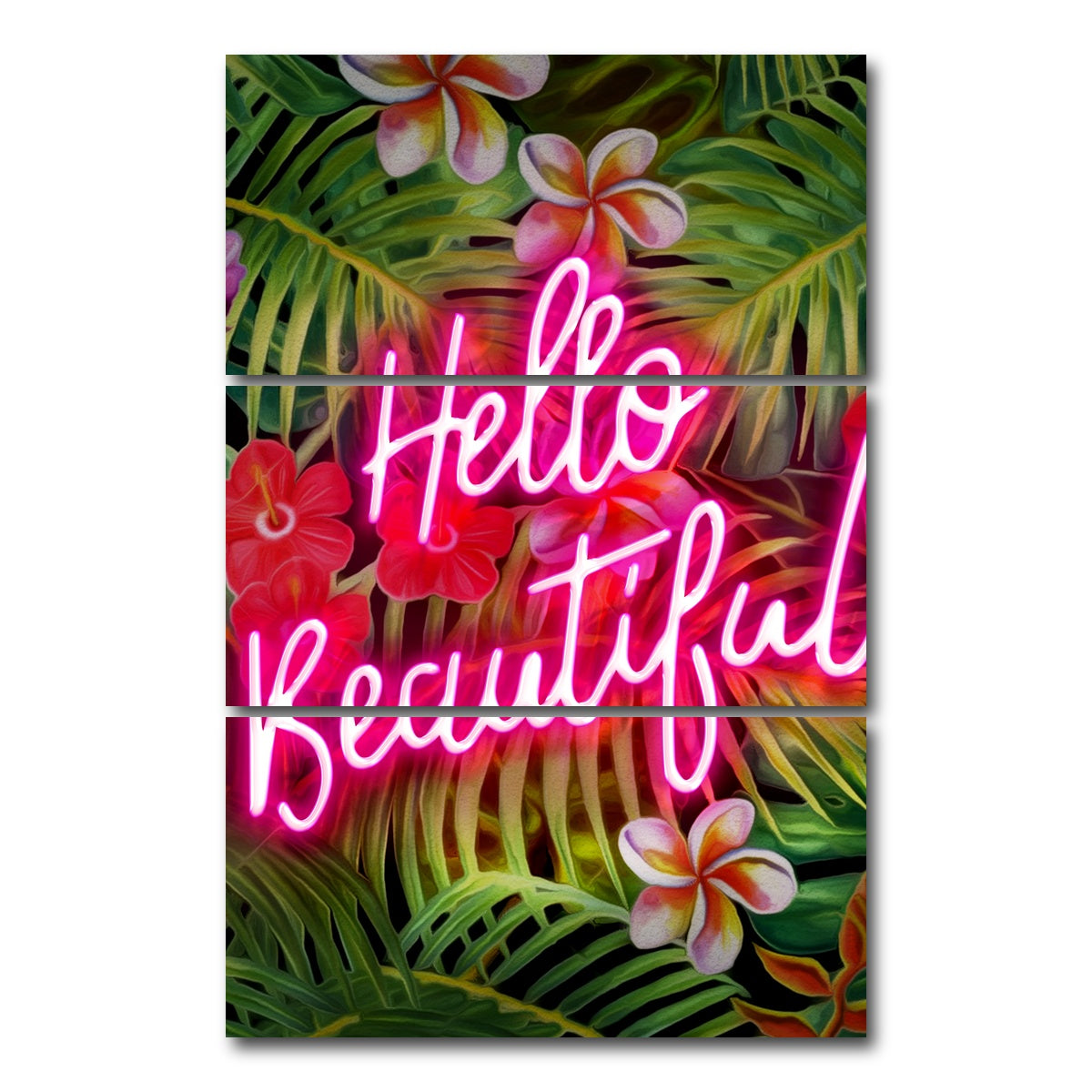 AUTO-MOCKUP WHITE | Hello Beautiful | 3 Piece | Gallery Wrap Canvas | group=12x24_stacked