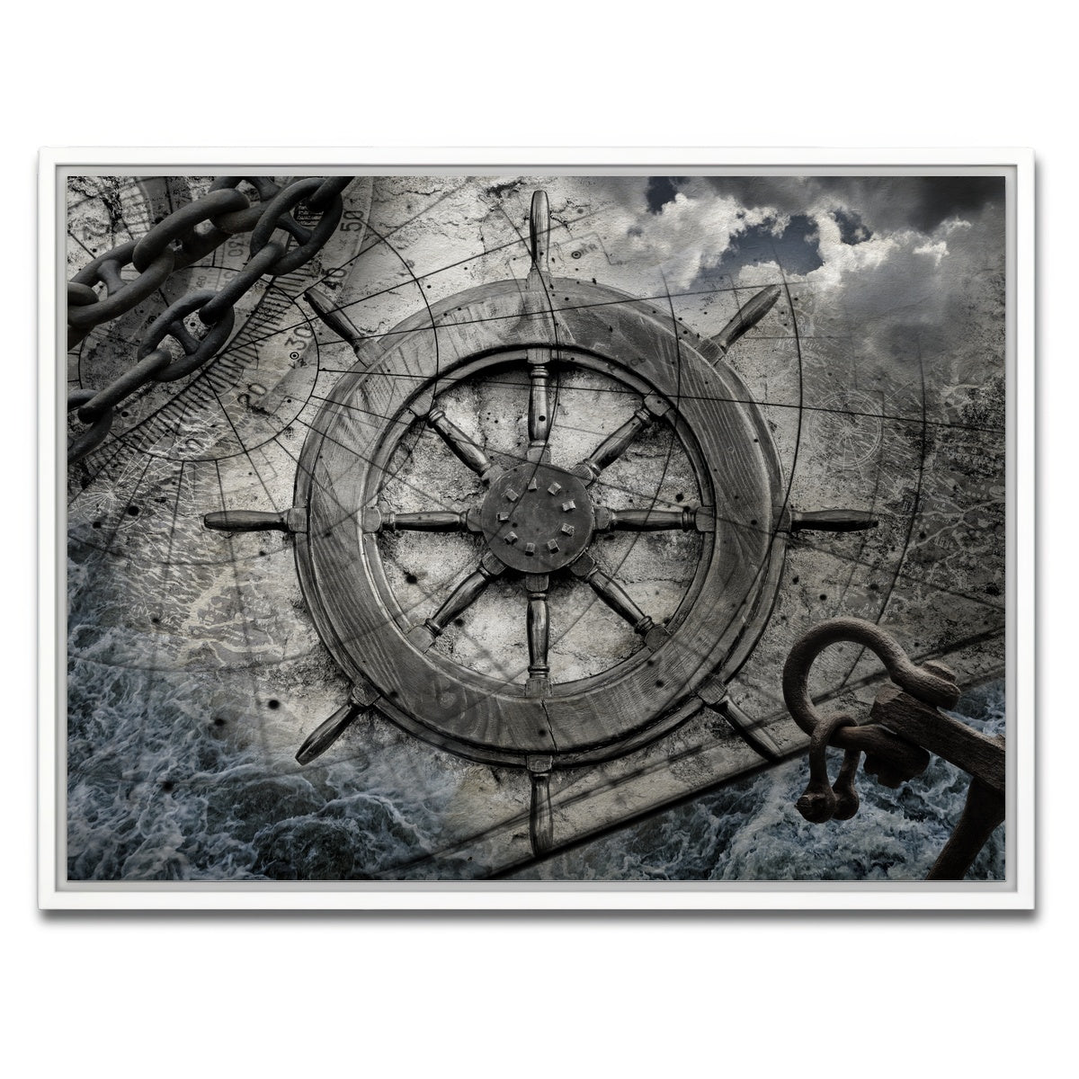 AUTO-MOCKUP WHITE | Helm and Chains | 1 Piece | White Framed Canvas | group=4x3