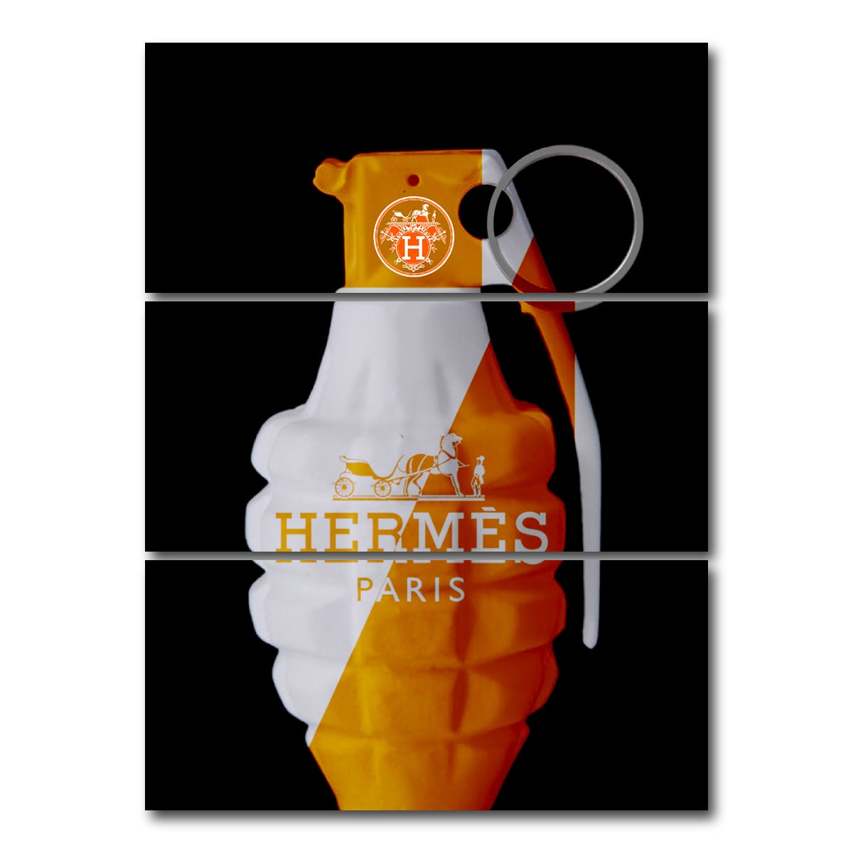 AUTO-MOCKUP WHITE | Hermes Grenade | 3 Piece | Gallery Wrap Canvas | group=8x18_stacked