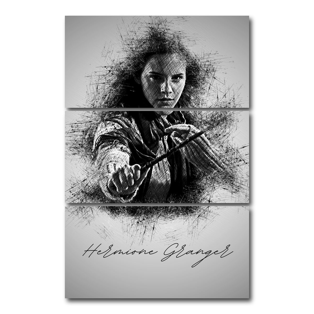AUTO-MOCKUP WHITE | Hermione Granger | 3 Piece | Gallery Wrap Canvas | group=12x24_stacked