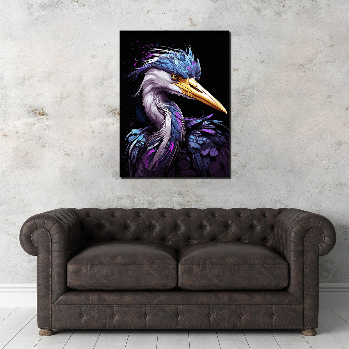 Heron Animal Colorful Wall Art