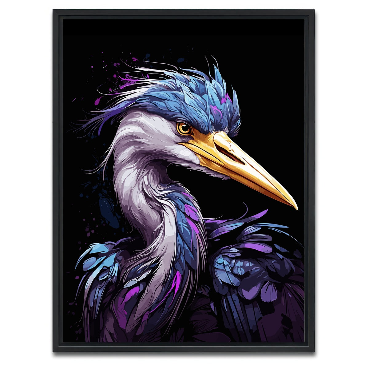 AUTO-MOCKUP WHITE | Heron Animal Colorful | 1 Piece | Black Framed Canvas | group=3x4
