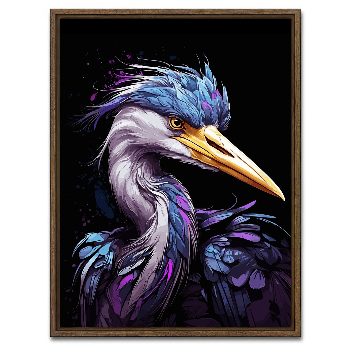 AUTO-MOCKUP WHITE | Heron Animal Colorful | 1 Piece | Walnut Framed Canvas | group=3x4