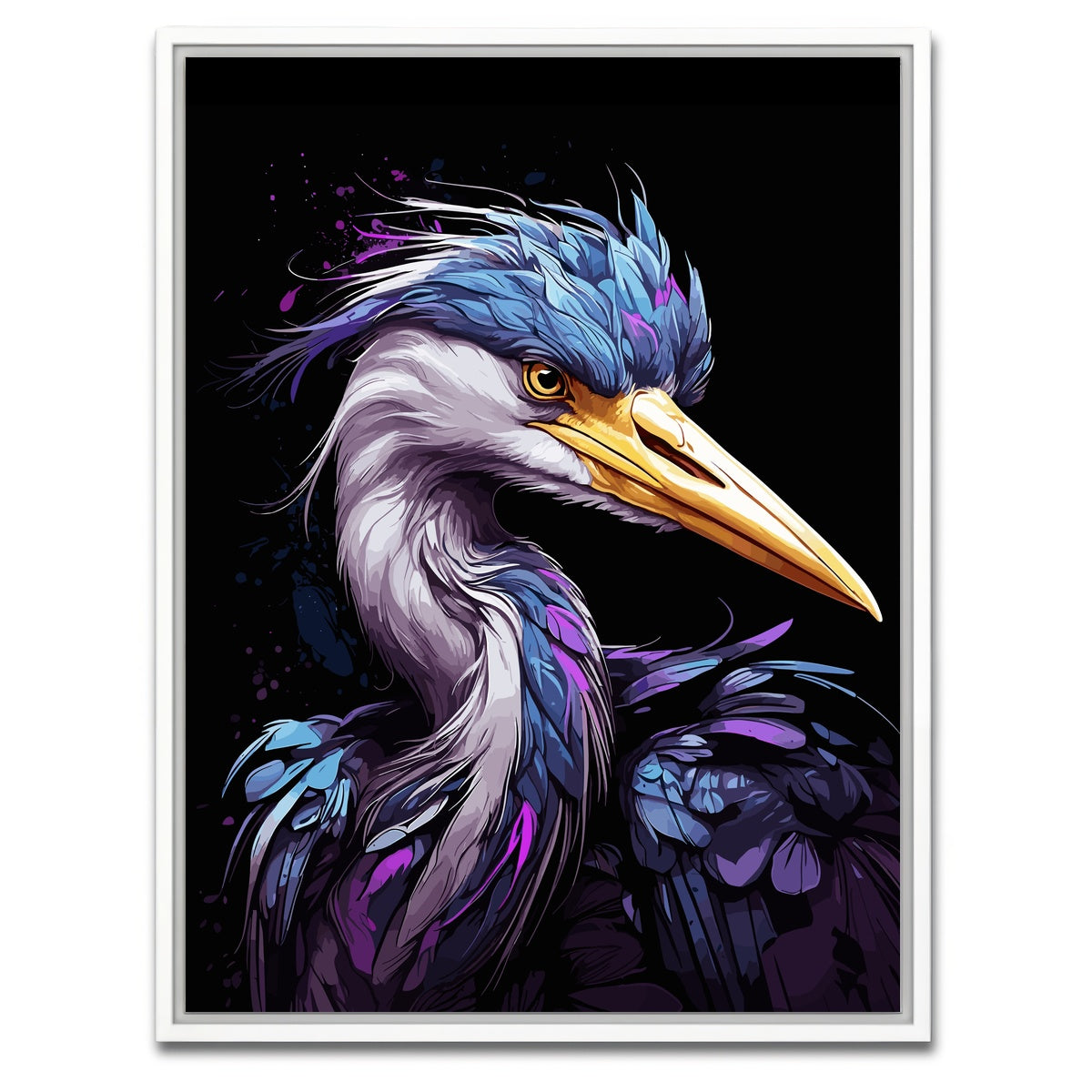 AUTO-MOCKUP WHITE | Heron Animal Colorful | 1 Piece | White Framed Canvas | group=3x4