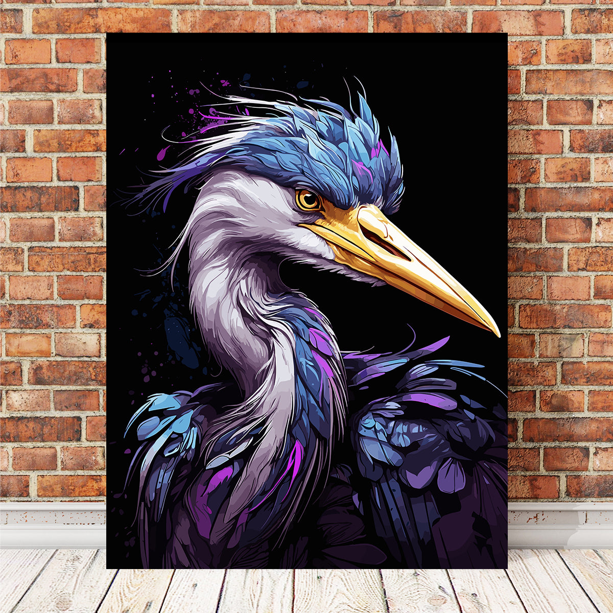 Heron Animal Colorful Wall Art