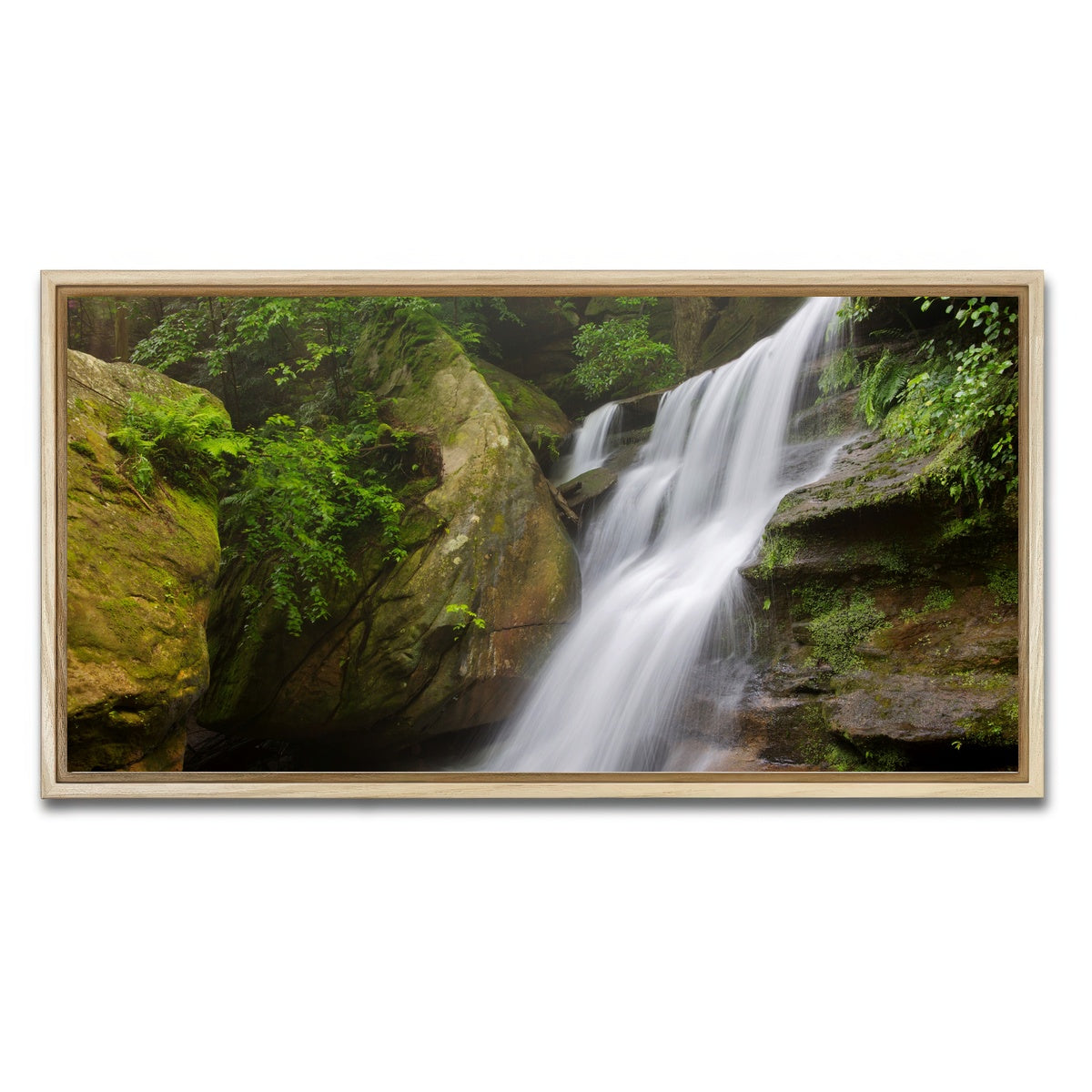 AUTO-MOCKUP WHITE | Hidden Falls in Hocking Hills | 1 Piece | Natural Framed Canvas | group=2x1