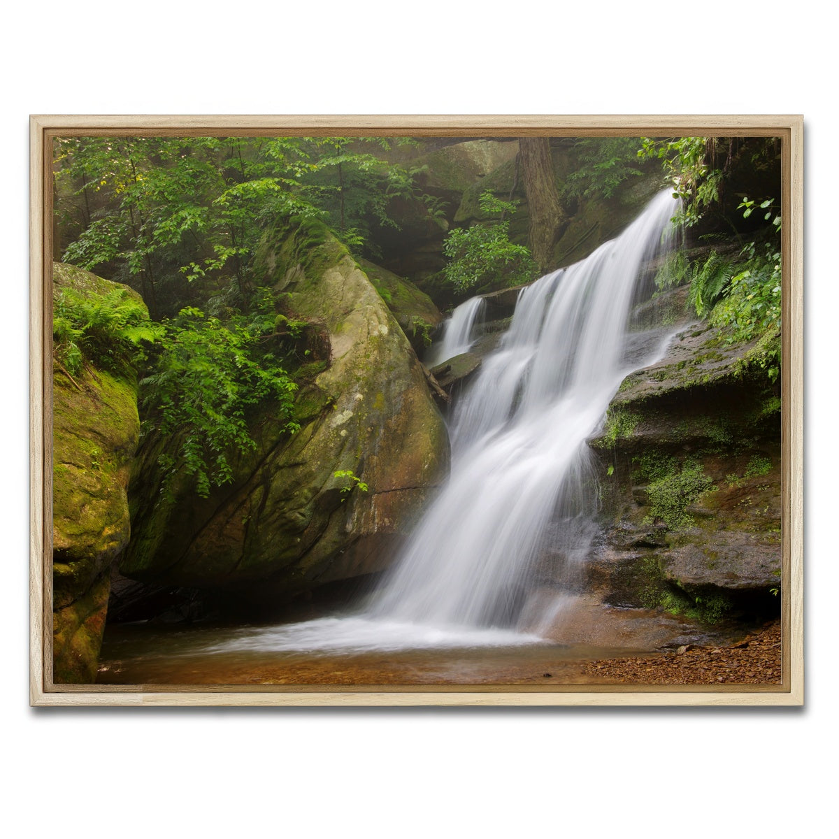 AUTO-MOCKUP WHITE | Hidden Falls in Hocking Hills | 1 Piece | Natural Framed Canvas | group=4x3