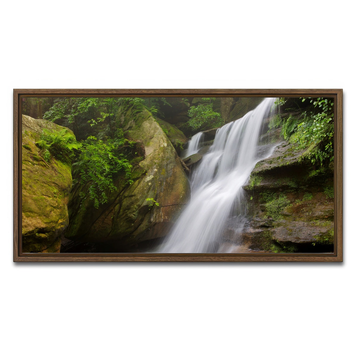 AUTO-MOCKUP WHITE | Hidden Falls in Hocking Hills | 1 Piece | Walnut Framed Canvas | group=2x1