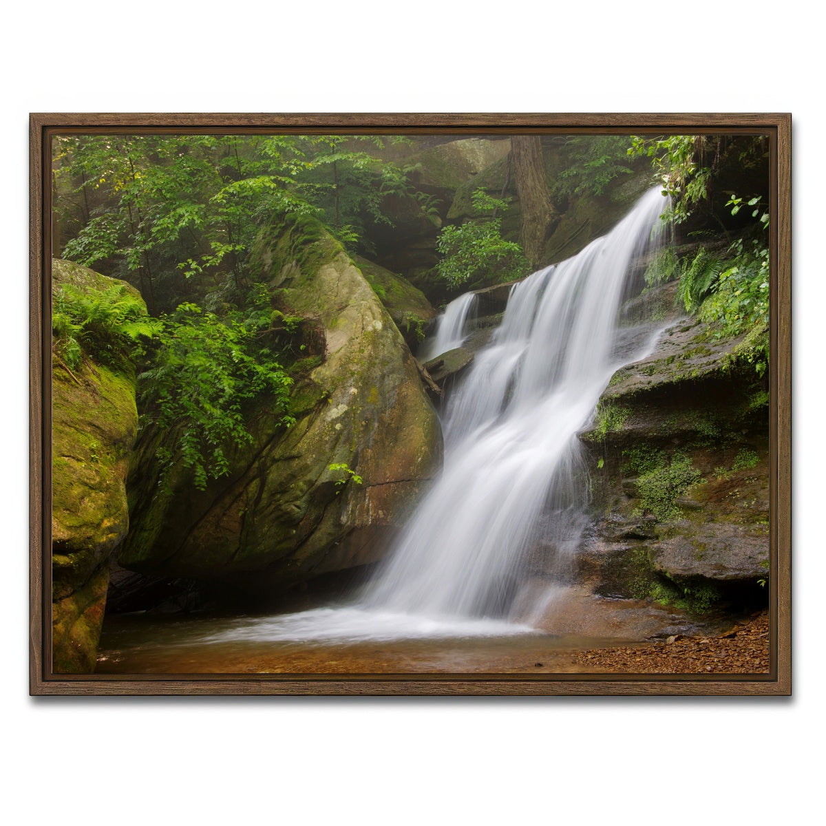 AUTO-MOCKUP WHITE | Hidden Falls in Hocking Hills | 1 Piece | Walnut Framed Canvas | group=4x3