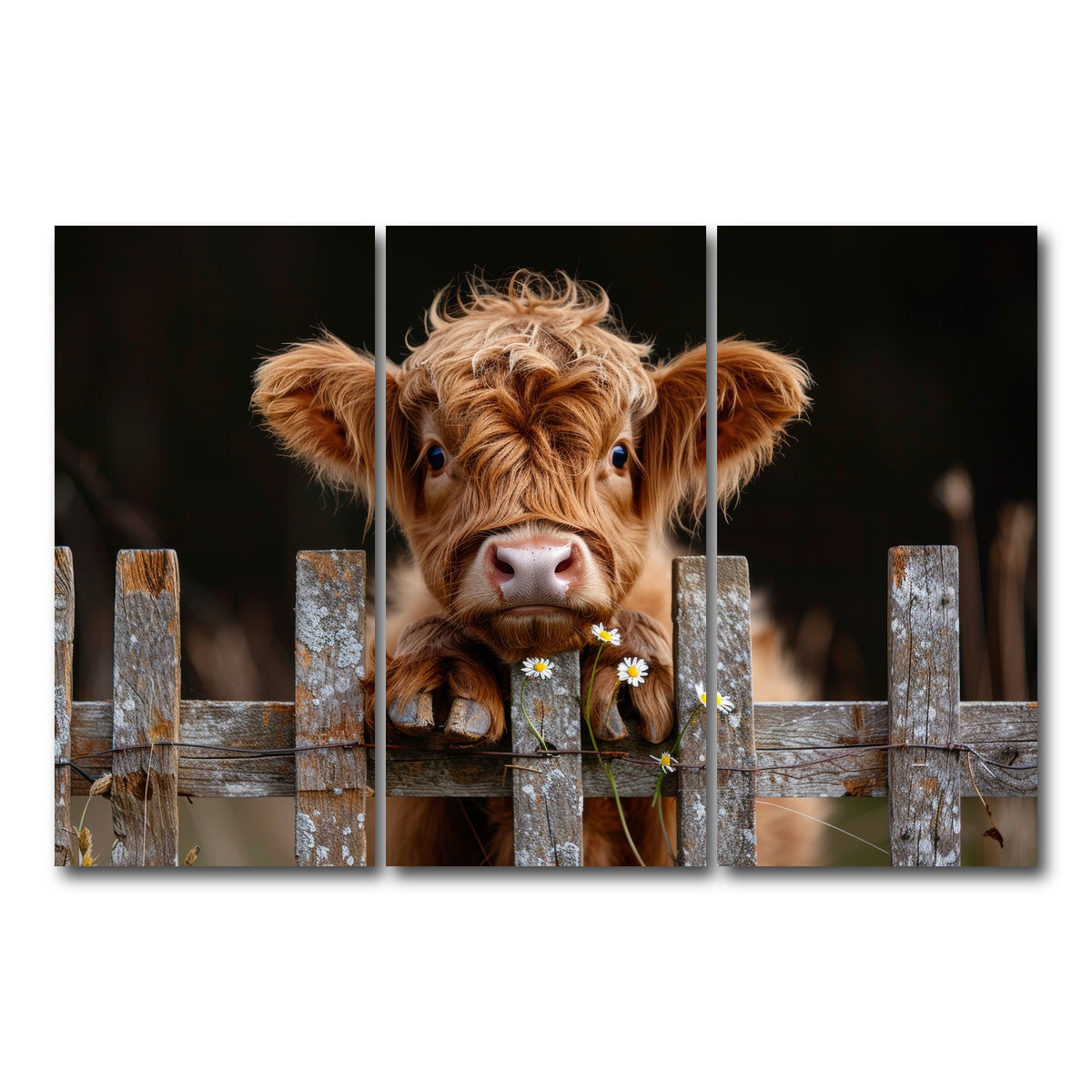 AUTO-MOCKUP WHITE | Highland Baby Calf | 3 Piece | Gallery Wrap Canvas | group=12x24