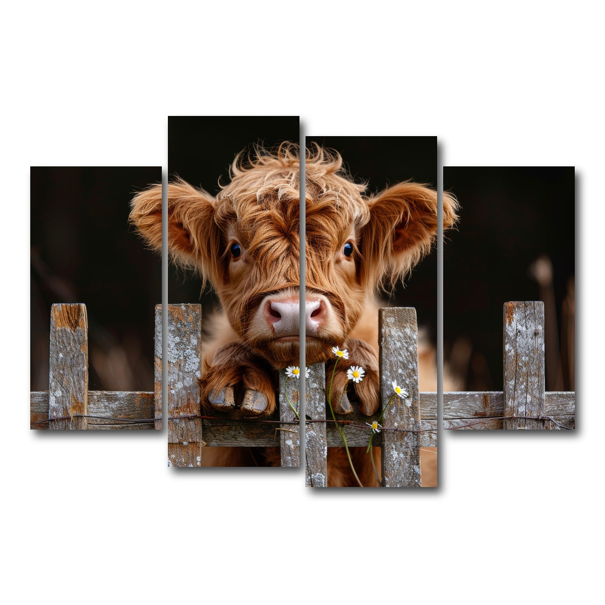 AUTO-MOCKUP WHITE | Highland Baby Calf | 4 Piece | Gallery Wrap Canvas | group=4_short