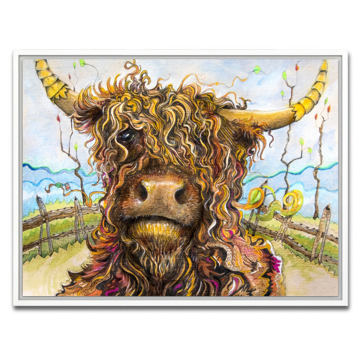 AUTO-MOCKUP WHITE | Highland Cow Art | 1 Piece | White Framed Canvas | group=4x3