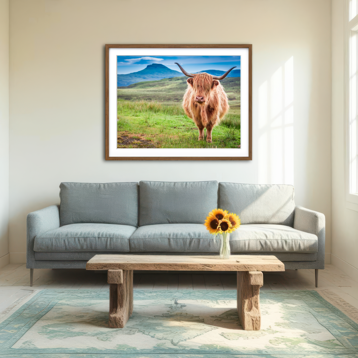 AUTO-MOCKUP ROOM | Highland Cow in Isle of Skye Wall Art