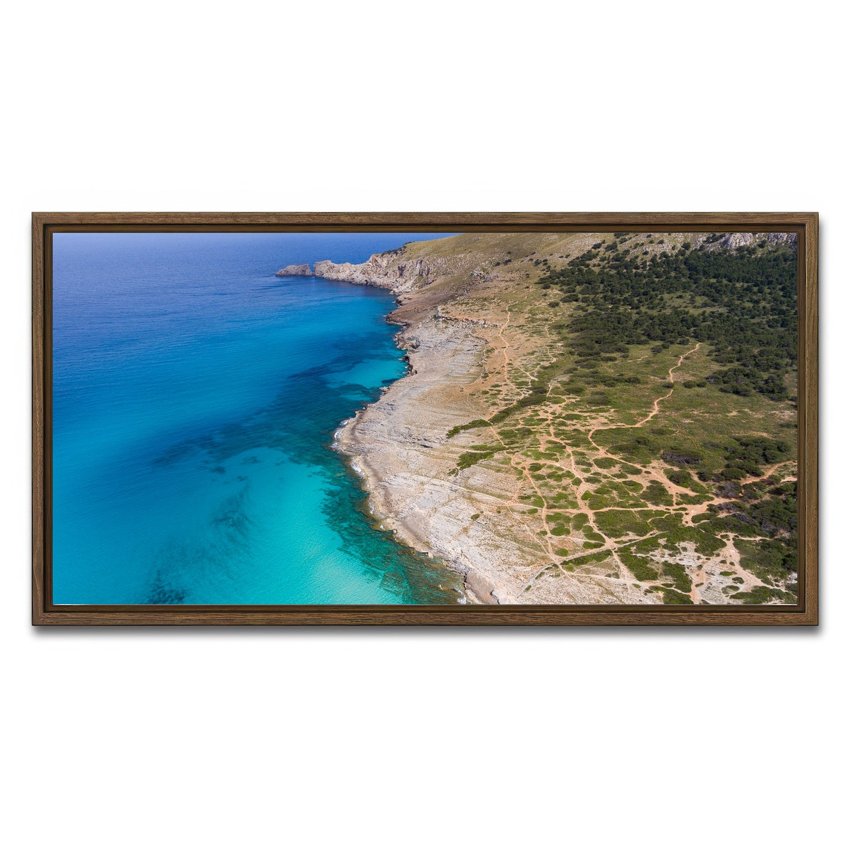 AUTO-MOCKUP WHITE | Hill and Sea | 1 Piece | Walnut Framed Canvas | group=2x1