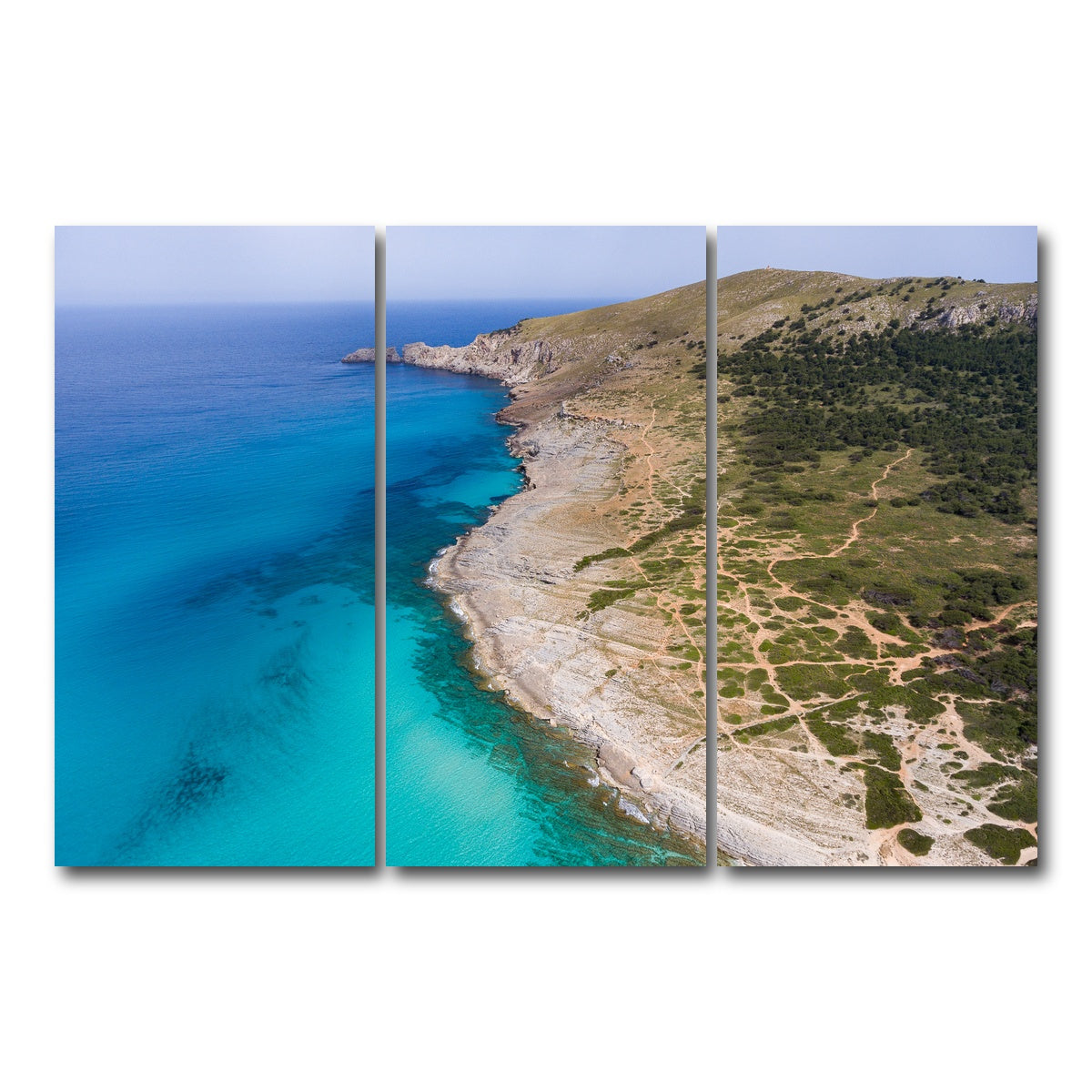 AUTO-MOCKUP WHITE | Hill and Sea | 3 Piece | Gallery Wrap Canvas | group=12x24