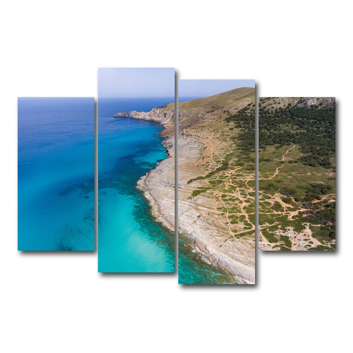 AUTO-MOCKUP WHITE | Hill and Sea | 4 Piece | Gallery Wrap Canvas | group=4_short
