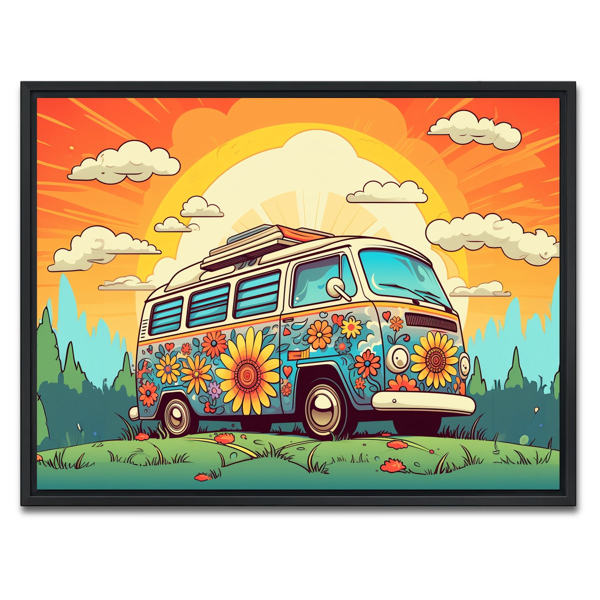 AUTO-MOCKUP WHITE | Hippie Bus | 1 Piece | Black Framed Canvas | group=4x3