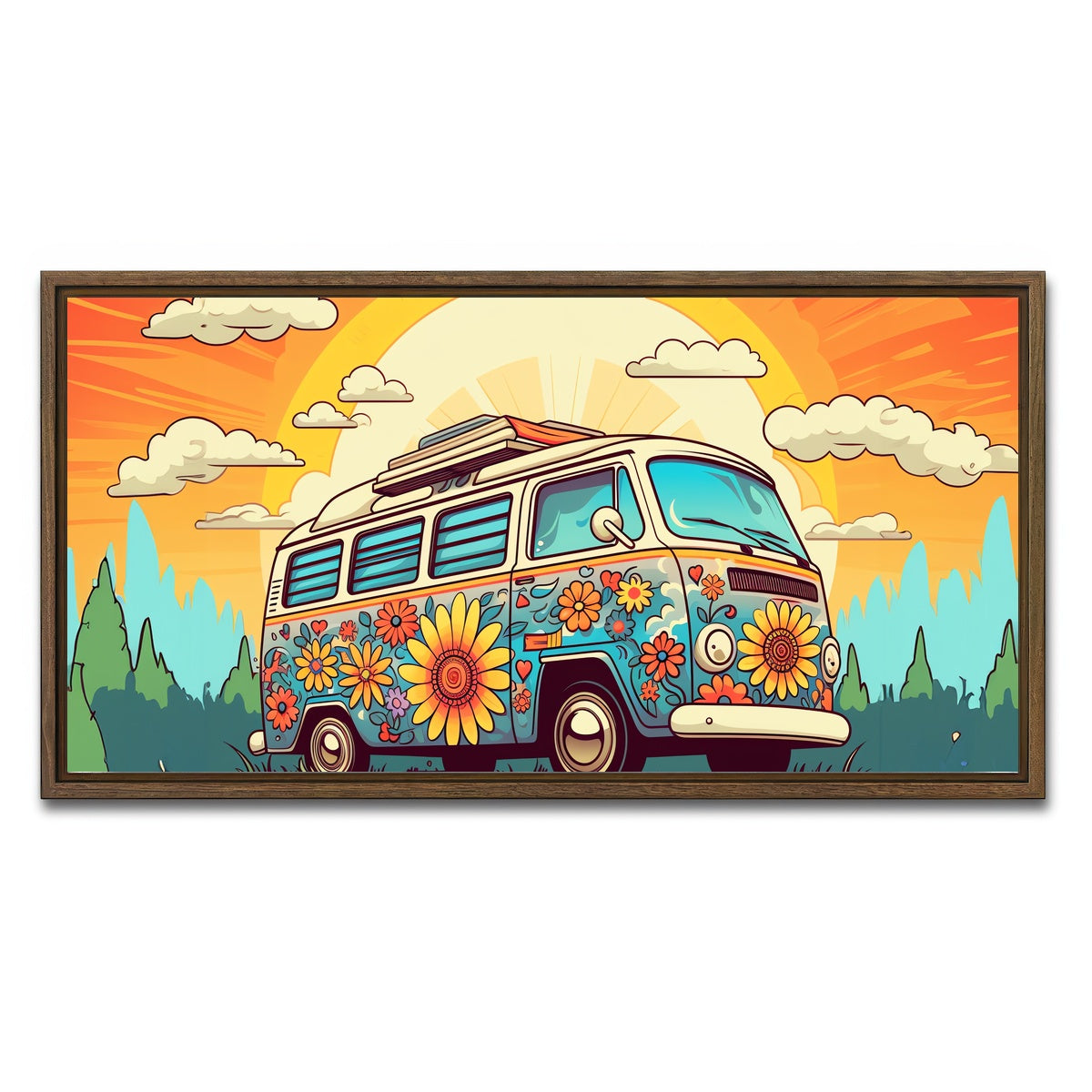 AUTO-MOCKUP WHITE | Hippie Bus | 1 Piece | Walnut Framed Canvas | group=2x1