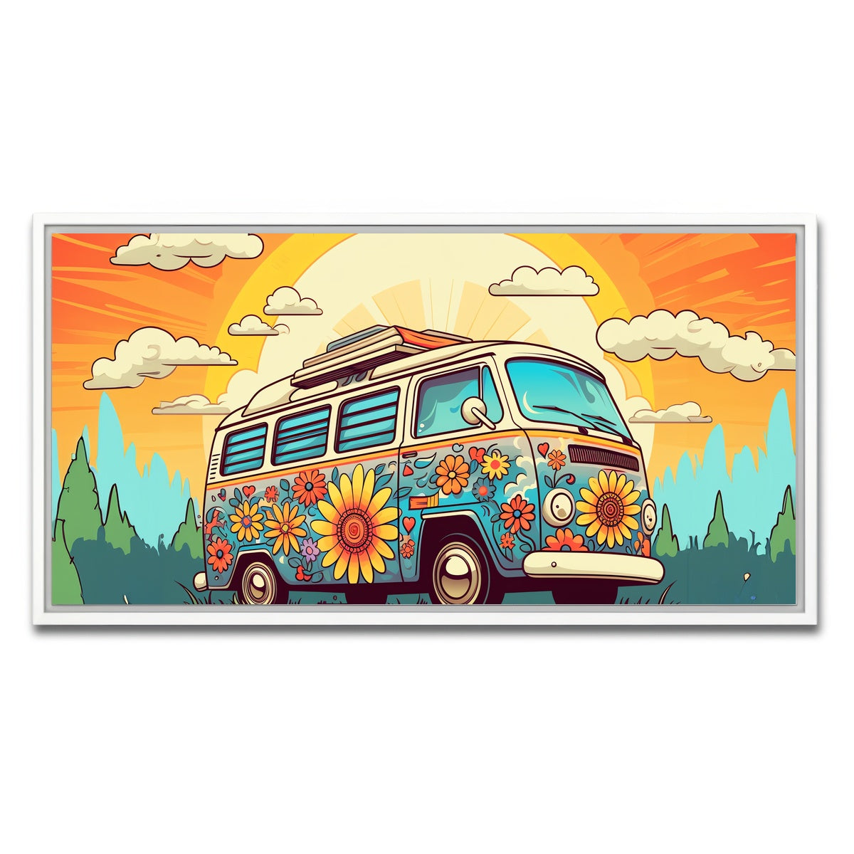 AUTO-MOCKUP WHITE | Hippie Bus | 1 Piece | White Framed Canvas | group=2x1