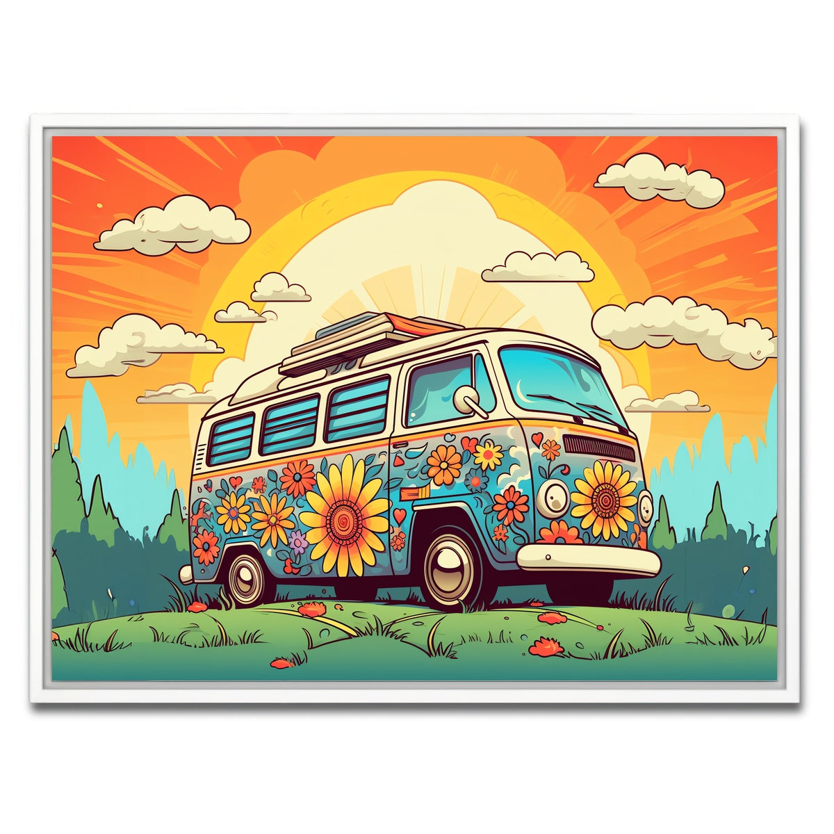 AUTO-MOCKUP WHITE | Hippie Bus | 1 Piece | White Framed Canvas | group=4x3