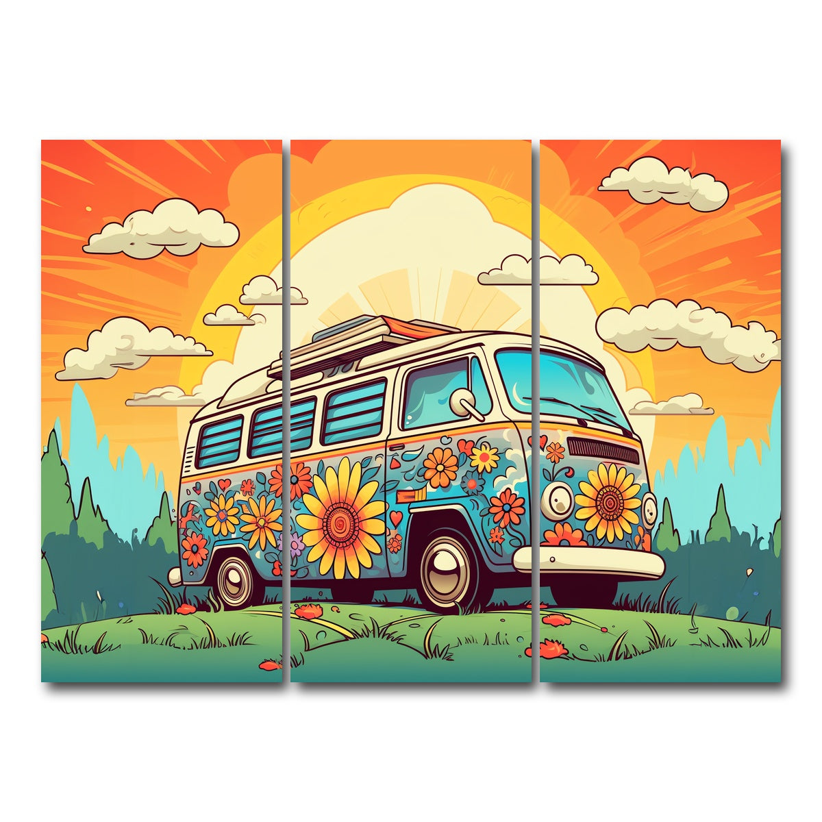 AUTO-MOCKUP WHITE | Hippie Bus | 3 Piece | Gallery Wrap Canvas | group=8x18