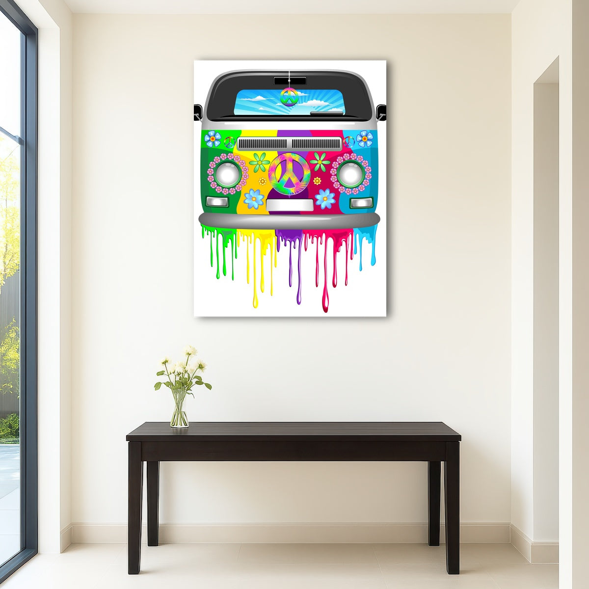 AUTO-MOCKUP ROOM | Hippie Bus with Dripping Rainbow Paint