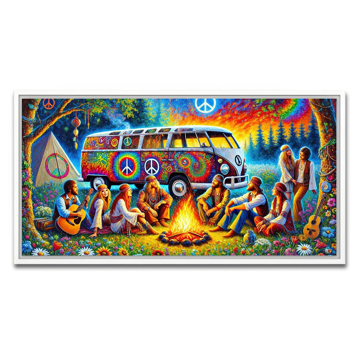 AUTO-MOCKUP WHITE | Hippie Campfire | 1 Piece | White Framed Canvas | group=2x1