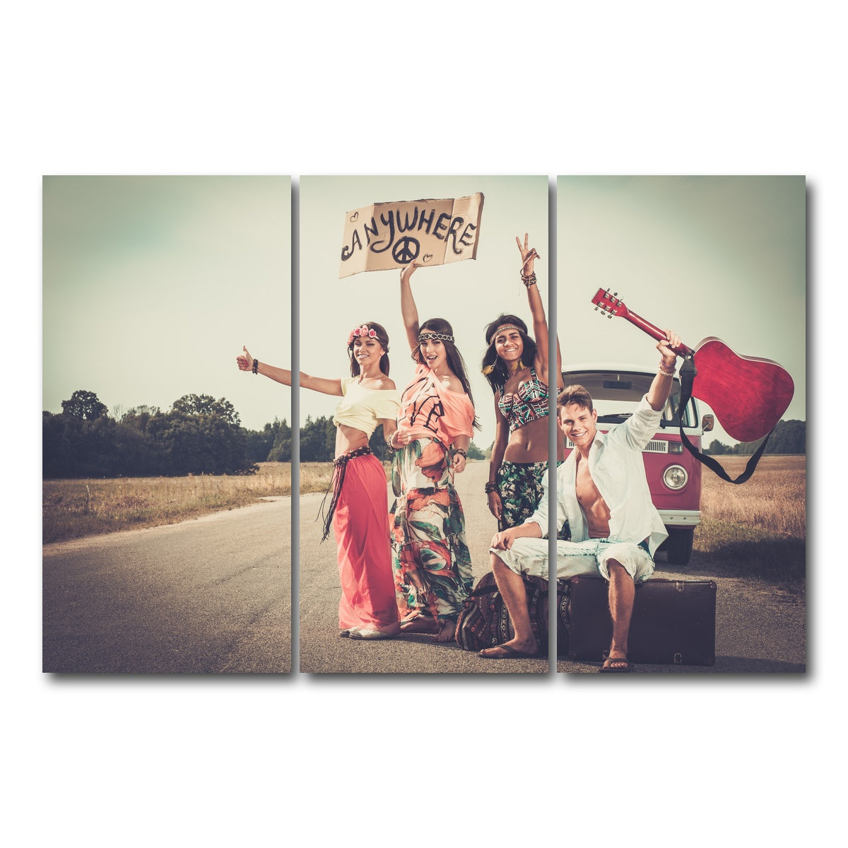 AUTO-MOCKUP WHITE | Hippie Road Trip | 3 Piece | Gallery Wrap Canvas | group=12x24