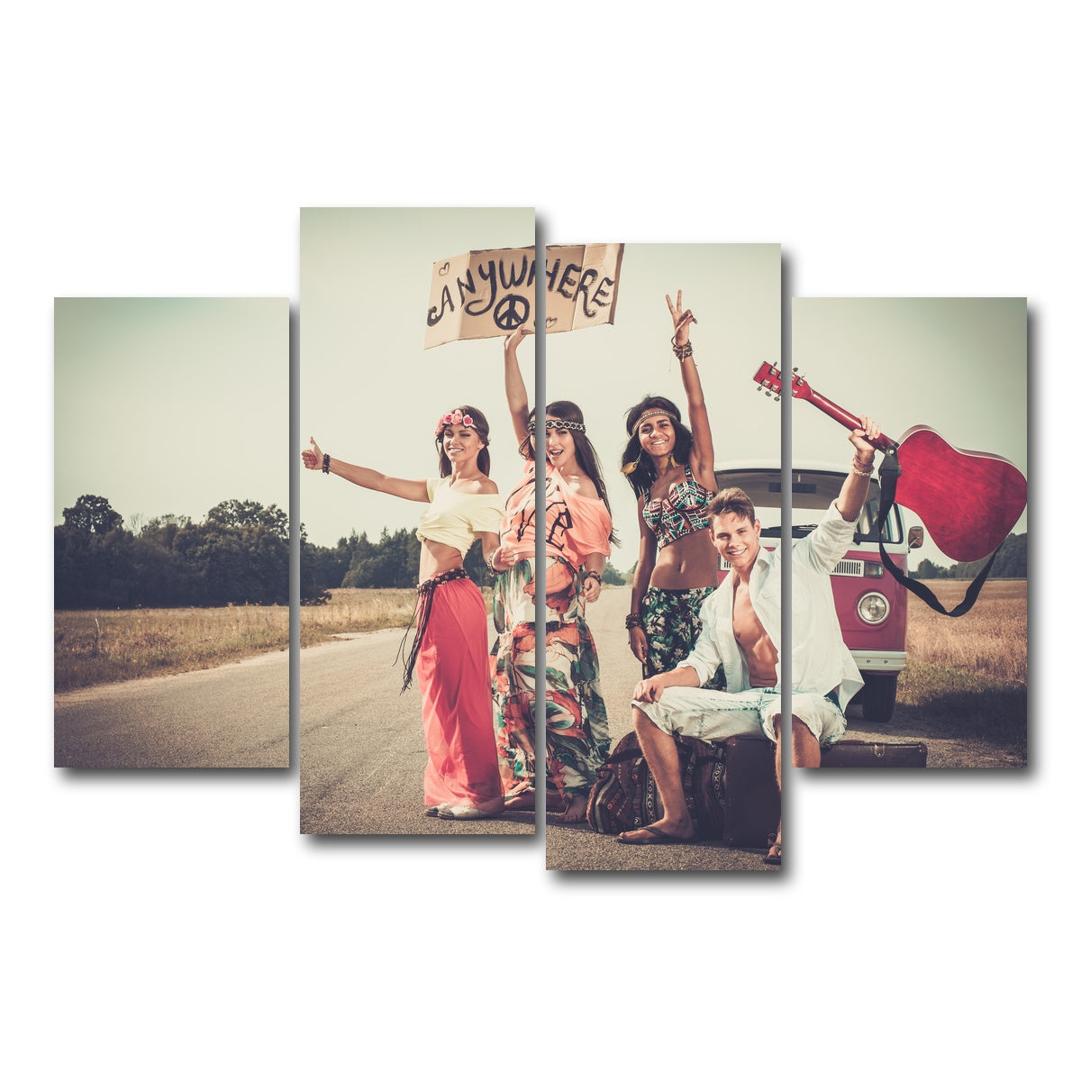 AUTO-MOCKUP WHITE | Hippie Road Trip | 4 Piece | Gallery Wrap Canvas | group=4_short