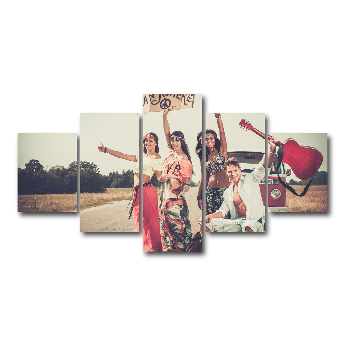 AUTO-MOCKUP WHITE | Hippie Road Trip | 5 Piece | Gallery Wrap Canvas | group=5_short