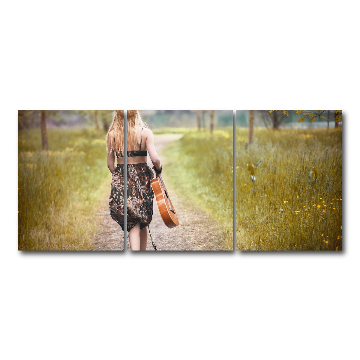 AUTO-MOCKUP WHITE | Hippie woman | 3 Piece | Gallery Wrap Canvas | group=18x24