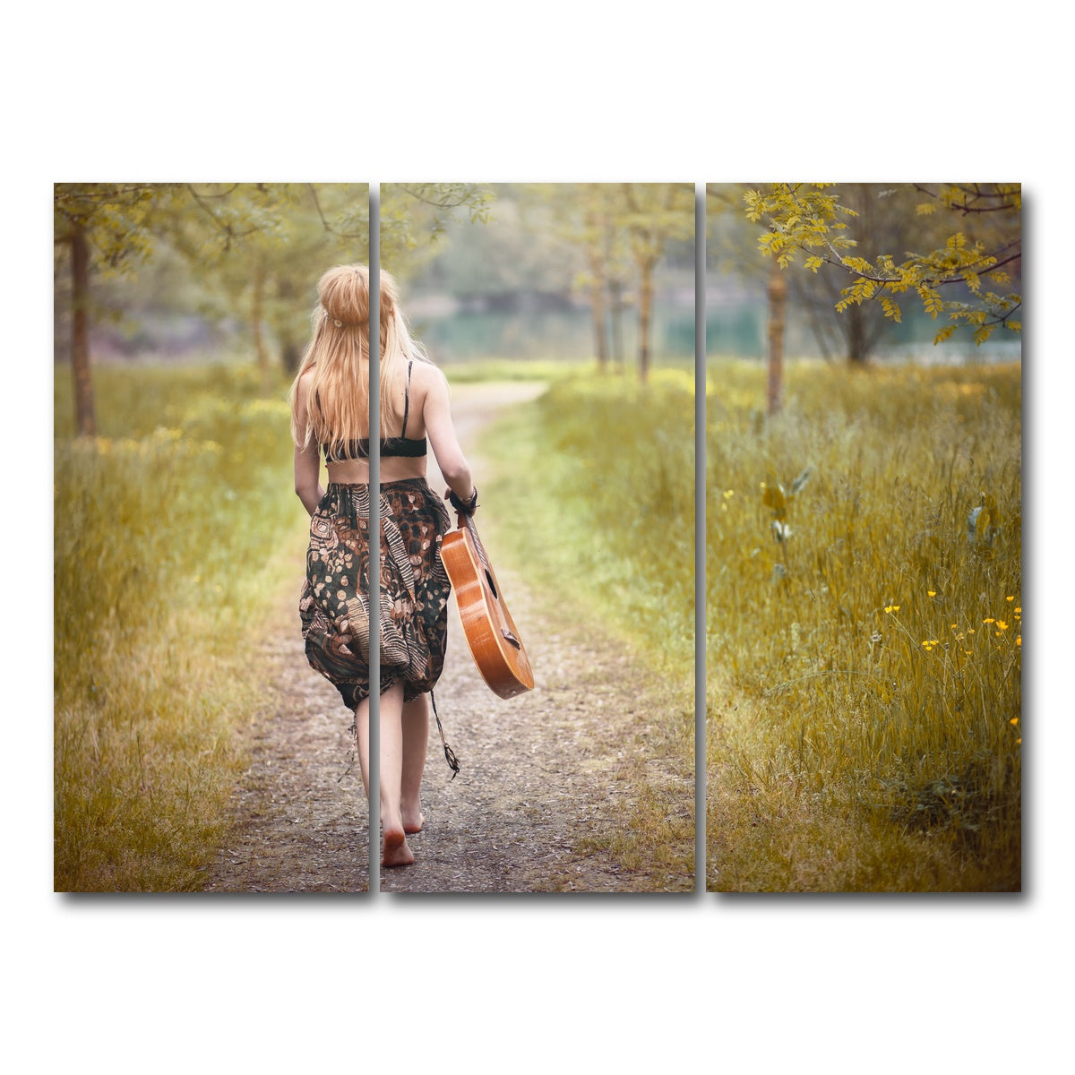AUTO-MOCKUP WHITE | Hippie woman | 3 Piece | Gallery Wrap Canvas | group=8x18