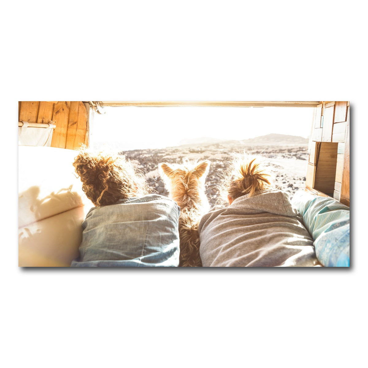 AUTO-MOCKUP WHITE | Hipster couple with cute dog | 1 Piece | Gallery Wrap Canvas | group=2x1