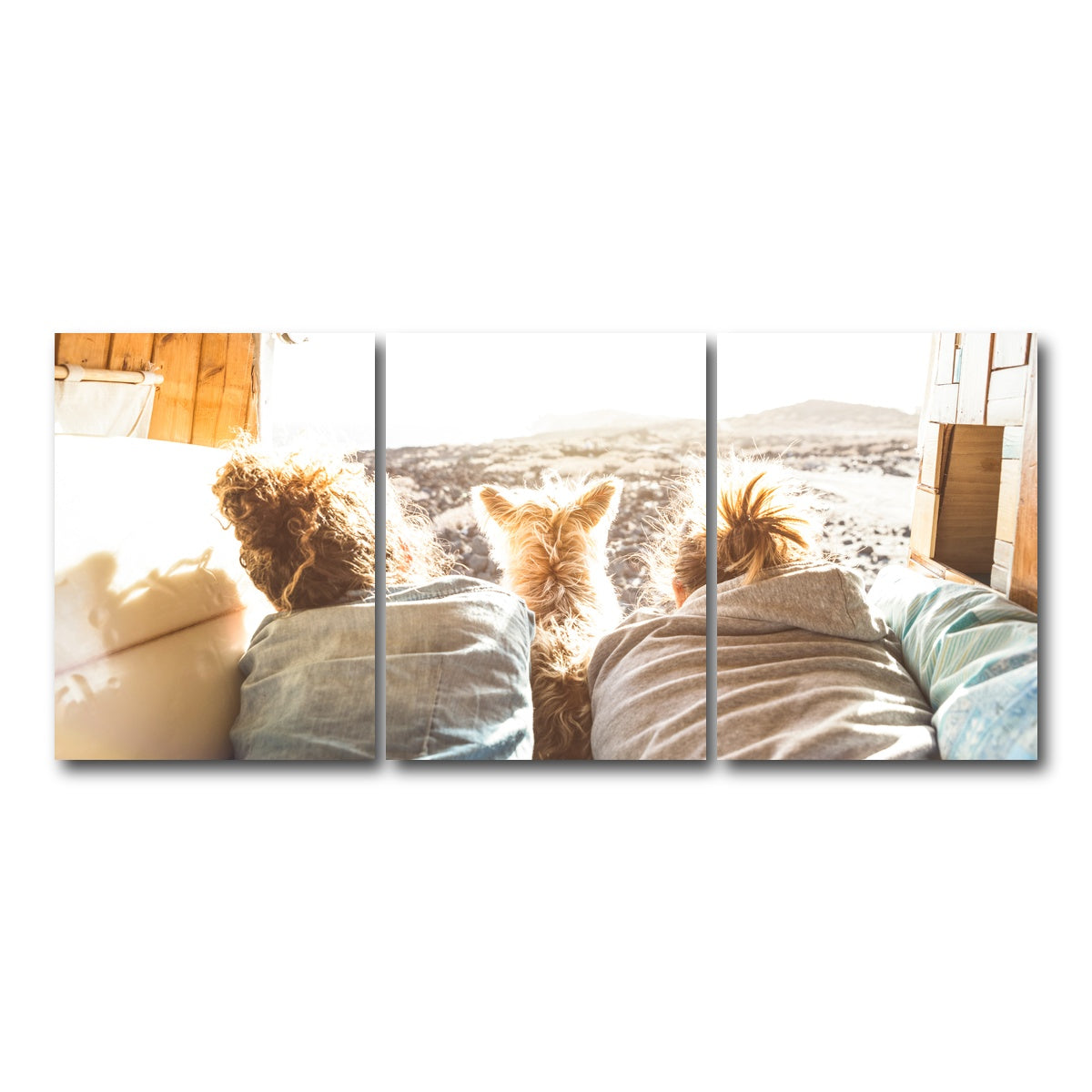 AUTO-MOCKUP WHITE | Hipster couple with cute dog | 3 Piece | Gallery Wrap Canvas | group=18x24