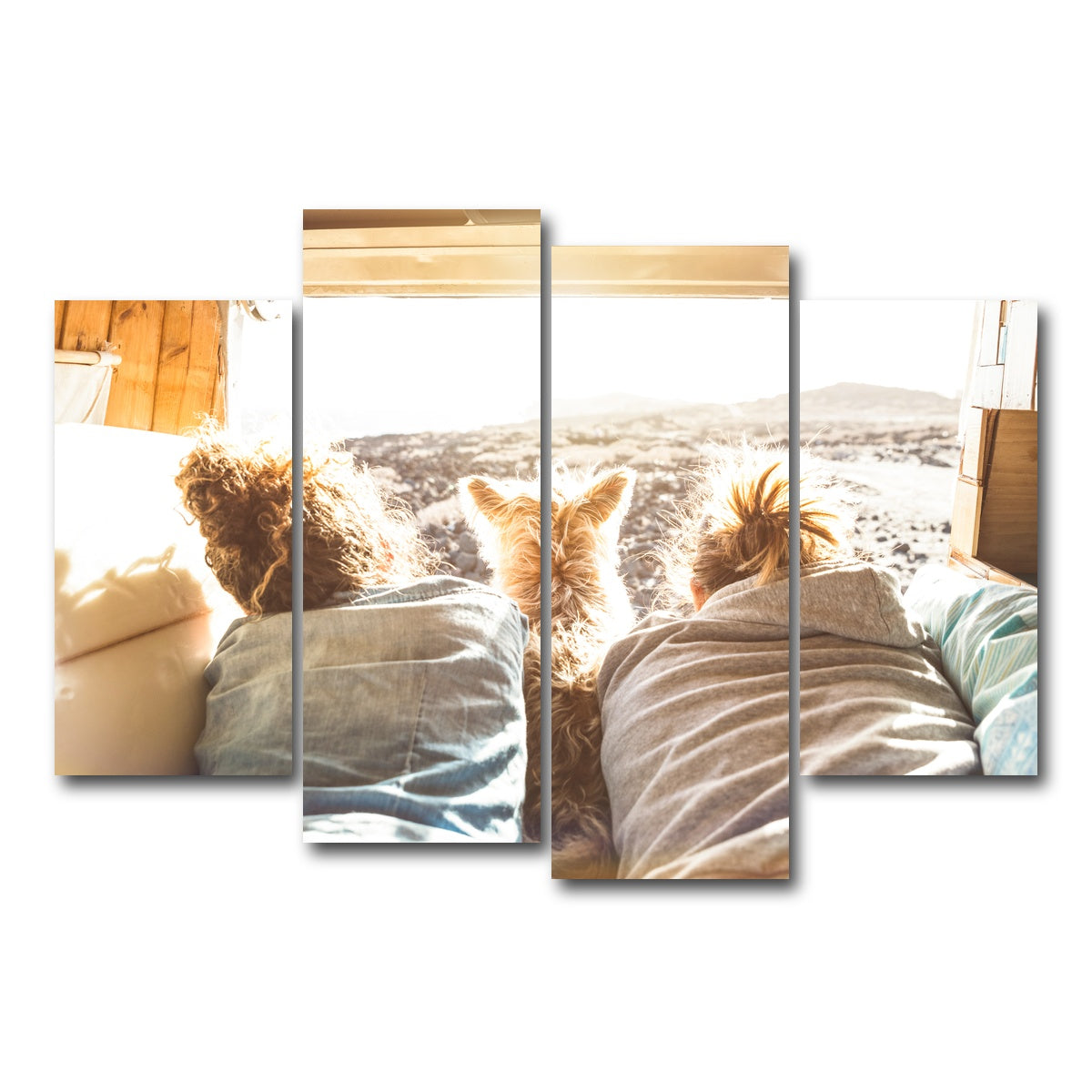 AUTO-MOCKUP WHITE | Hipster couple with cute dog | 4 Piece | Gallery Wrap Canvas | group=4_short