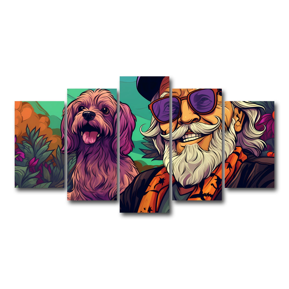 AUTO-MOCKUP WHITE | Hipster grandpa and Dog | 5 Piece | Gallery Wrap Canvas | group=5_normal