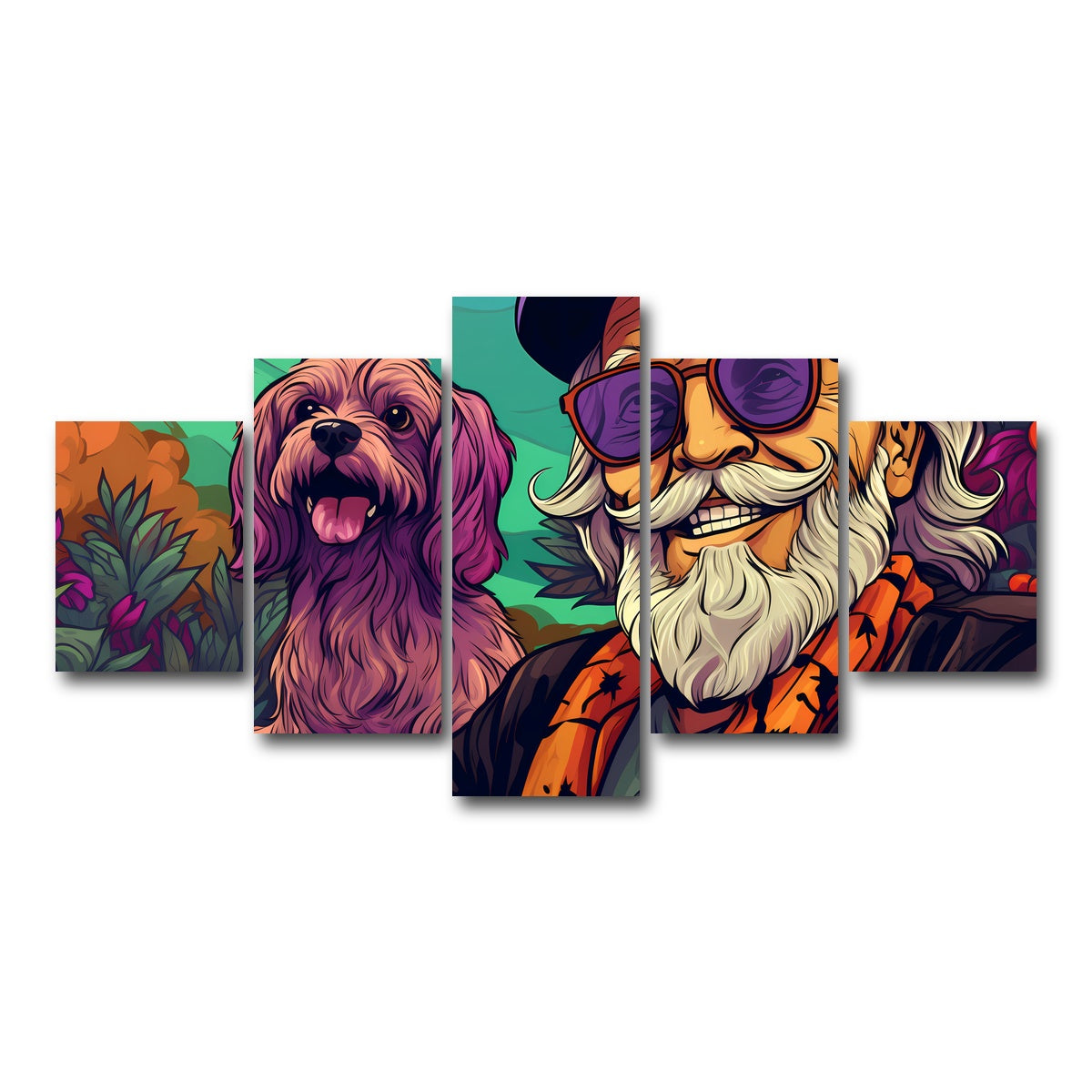 AUTO-MOCKUP WHITE | Hipster grandpa and Dog | 5 Piece | Gallery Wrap Canvas | group=5_short