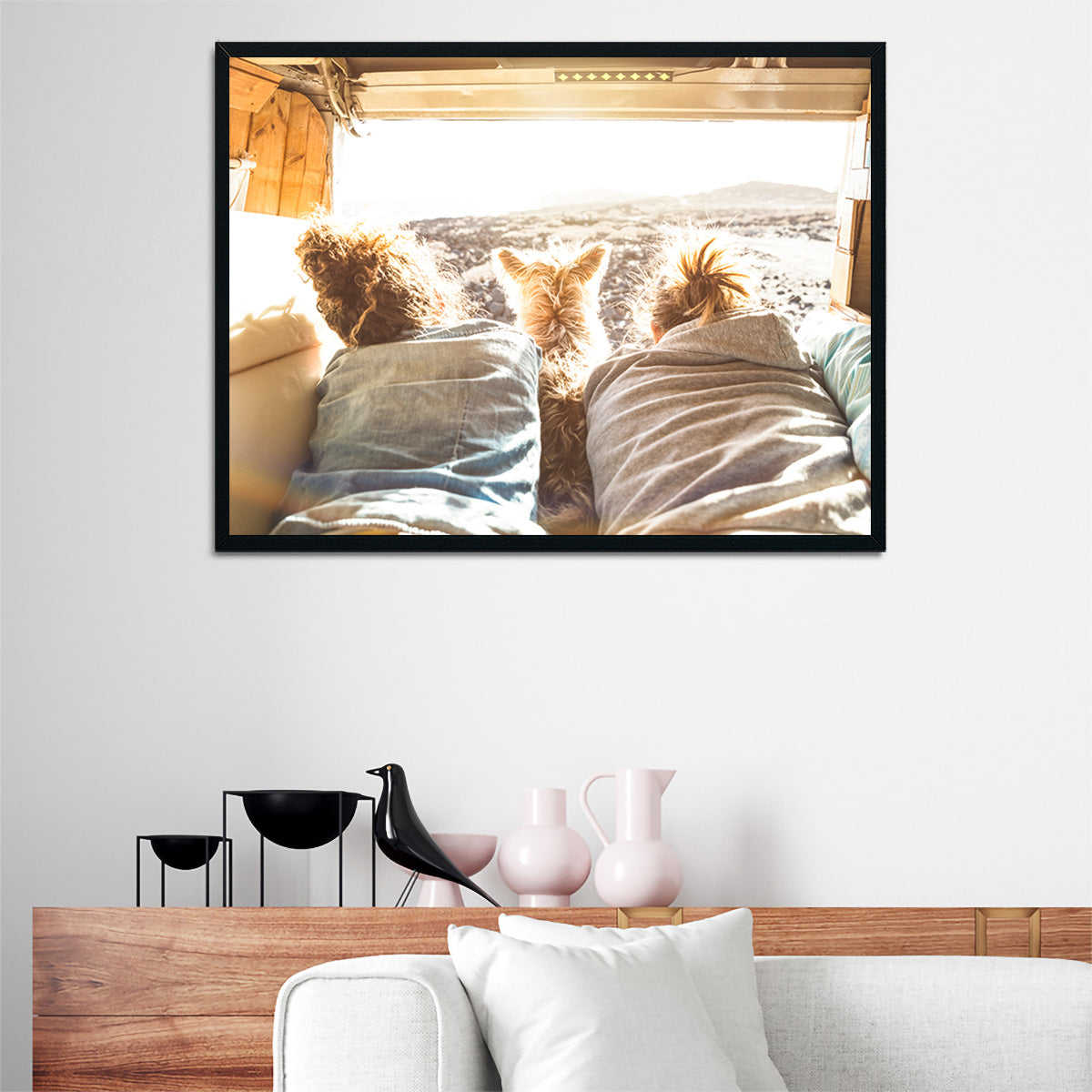 Hipster Couple with Cute Dog Wall Art