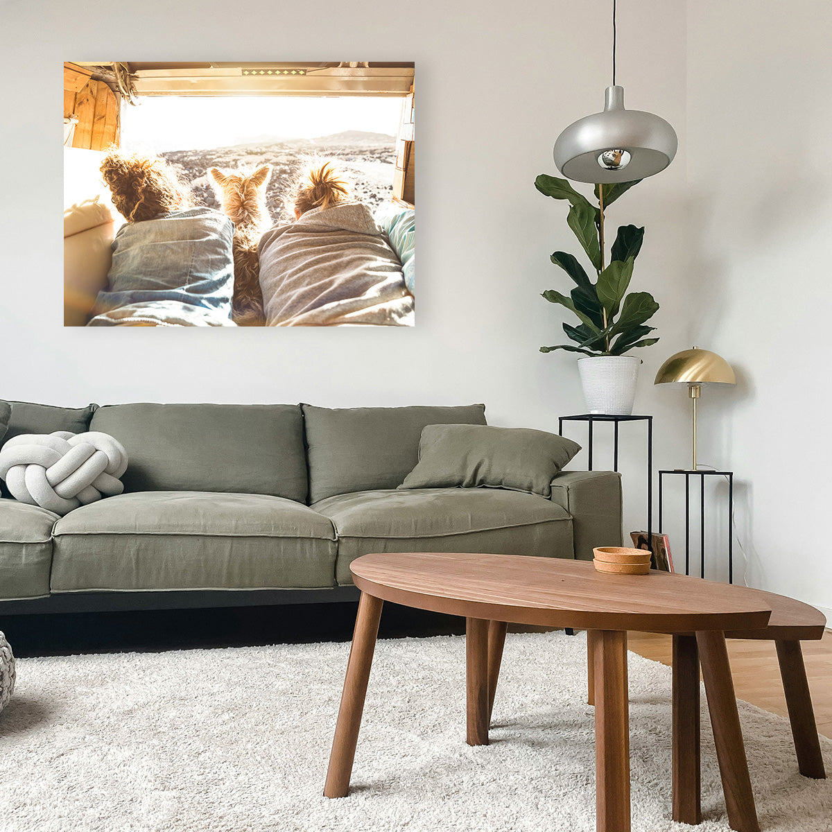 Hipster Couple with Cute Dog Wall Art