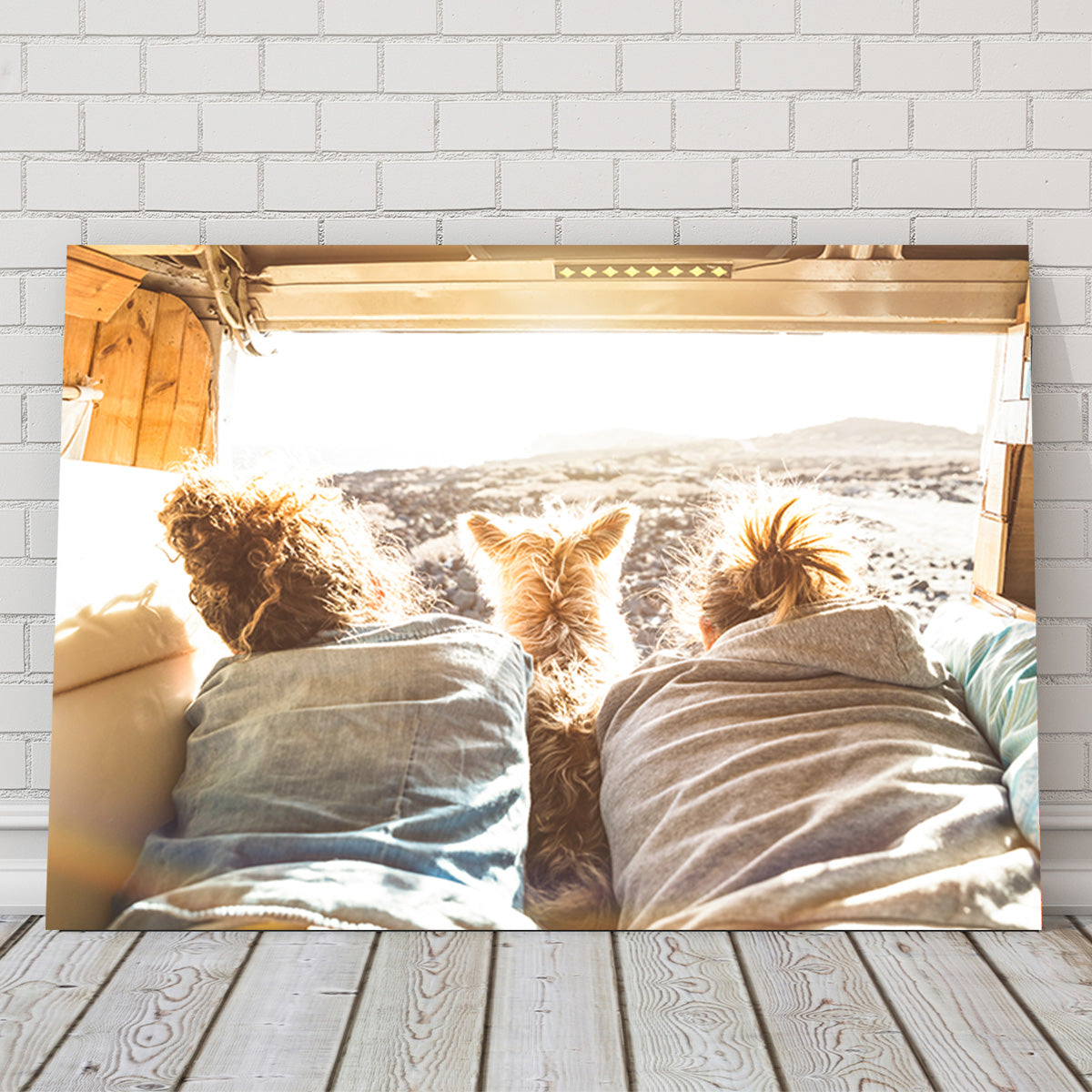 Hipster Couple with Cute Dog Wall Art