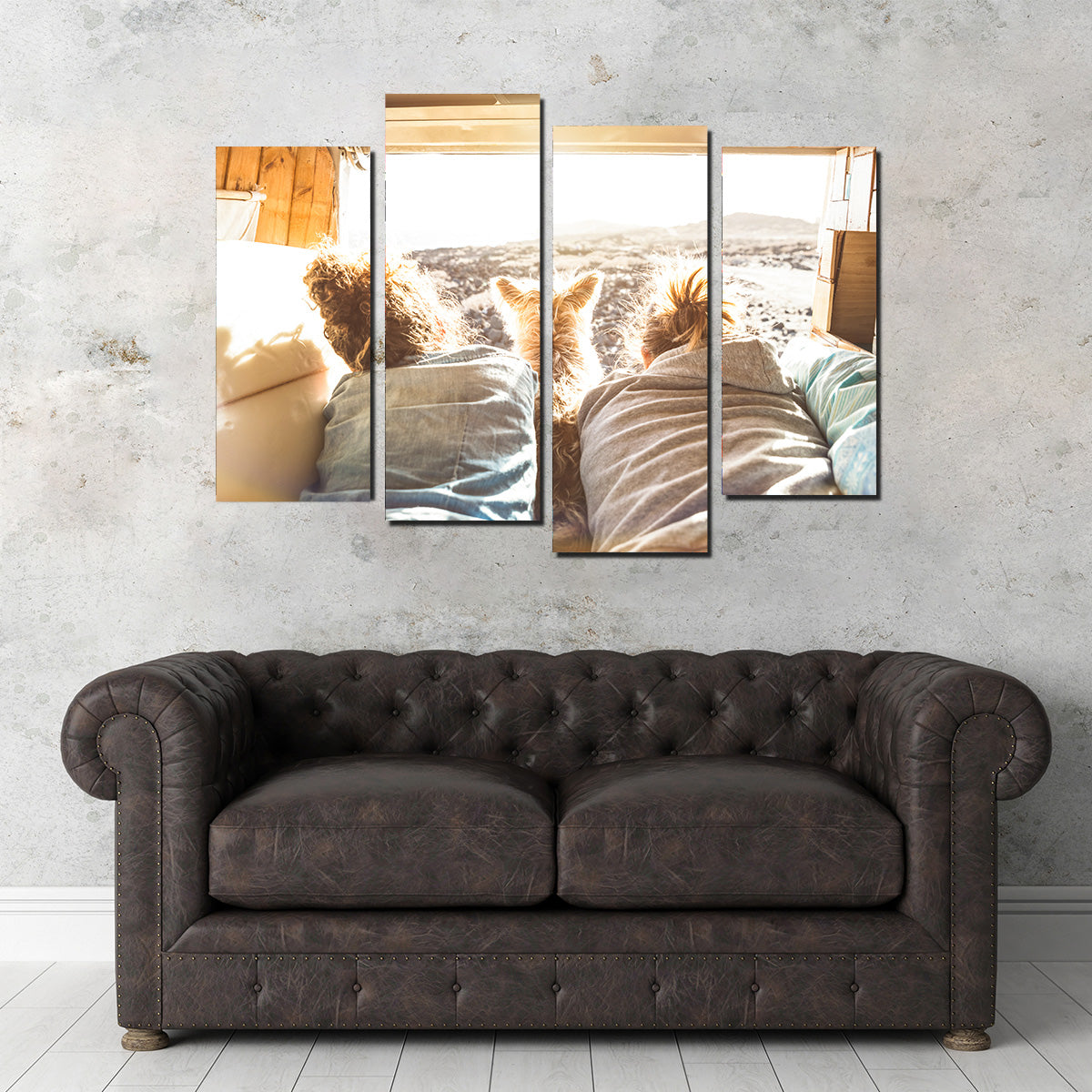 Hipster Couple with Cute Dog Wall Art