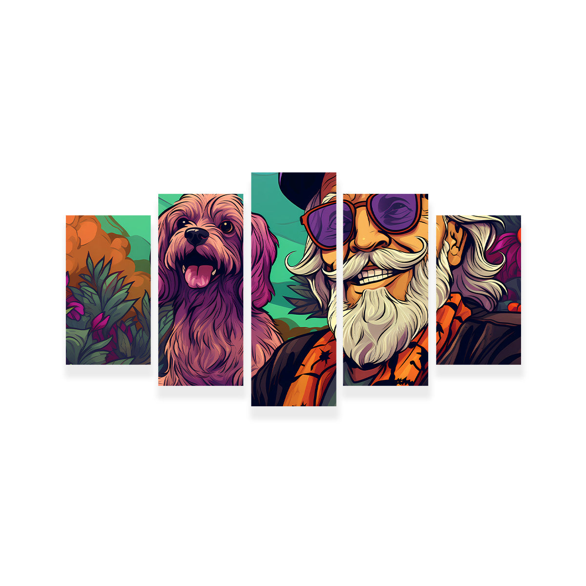 Hipster Grandpa and Dog Wall Art