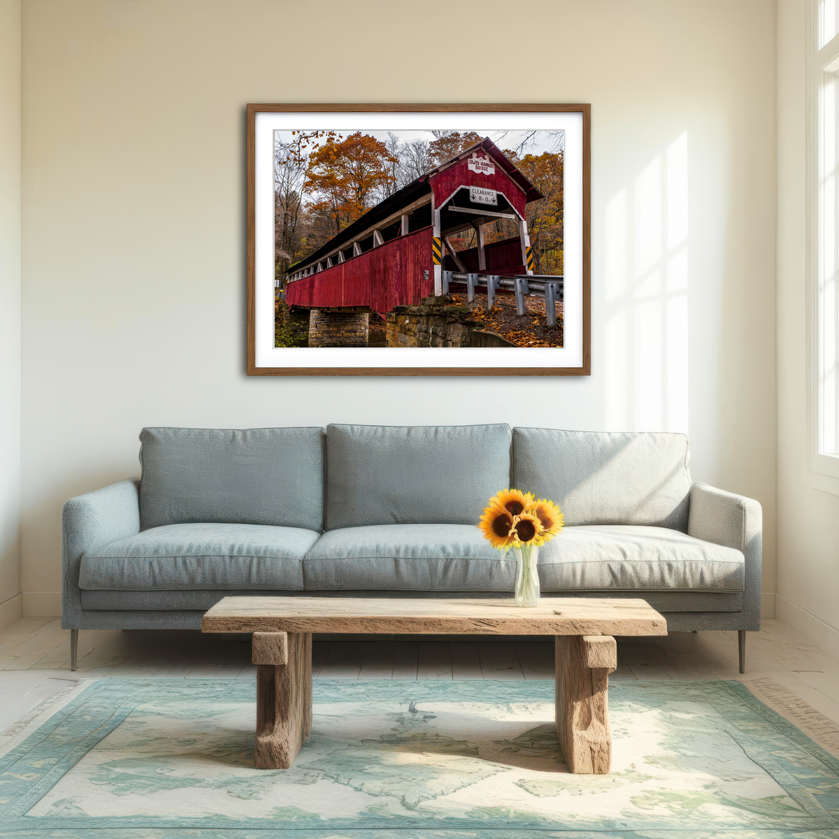 AUTO-MOCKUP ROOM | Historic Lower Humbert Covered Bridge Wall Art