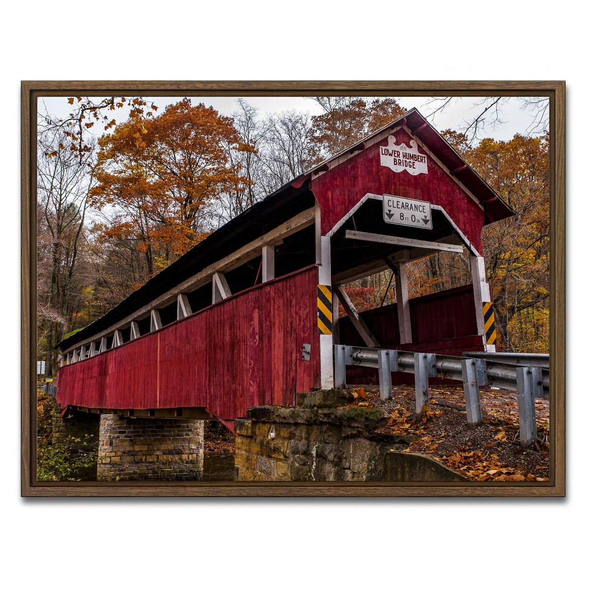 AUTO-MOCKUP WHITE | Historic Lower Humbert Covered Bridge | 1 Piece | Walnut Framed Canvas | group=4x3