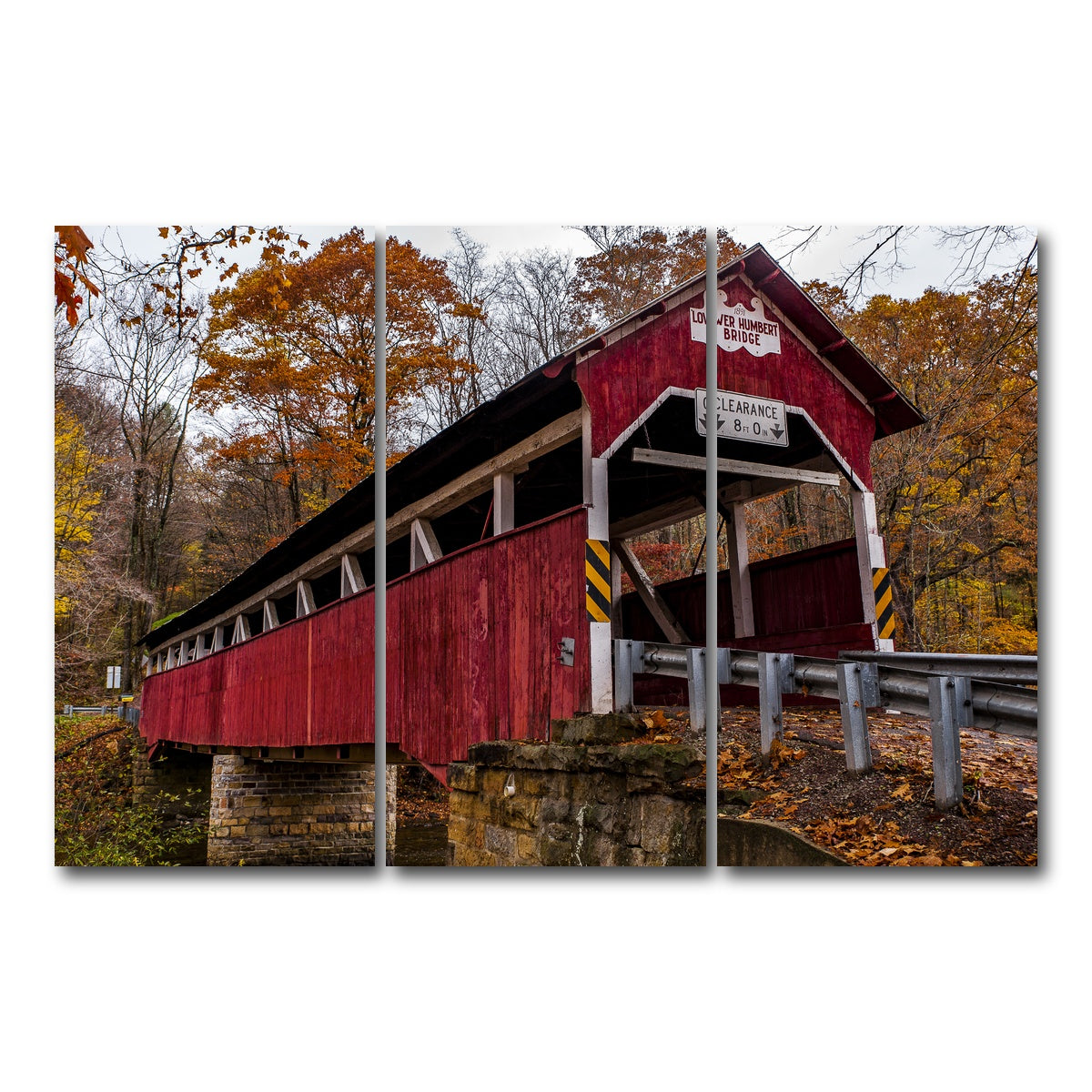 AUTO-MOCKUP WHITE | Historic Lower Humbert Covered Bridge | 3 Piece | Gallery Wrap Canvas | group=12x24