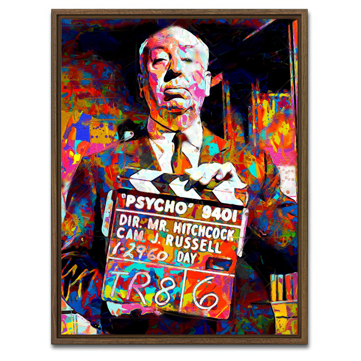 AUTO-MOCKUP WHITE | Hitchcock Action! | 1 Piece | Walnut Framed Canvas | group=3x4