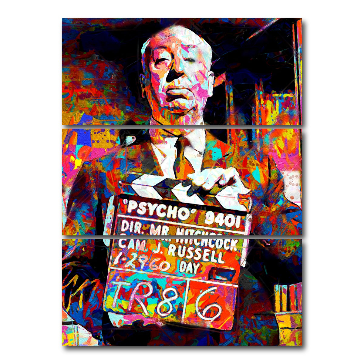 AUTO-MOCKUP WHITE | Hitchcock Action! | 3 Piece | Gallery Wrap Canvas | group=8x18_stacked